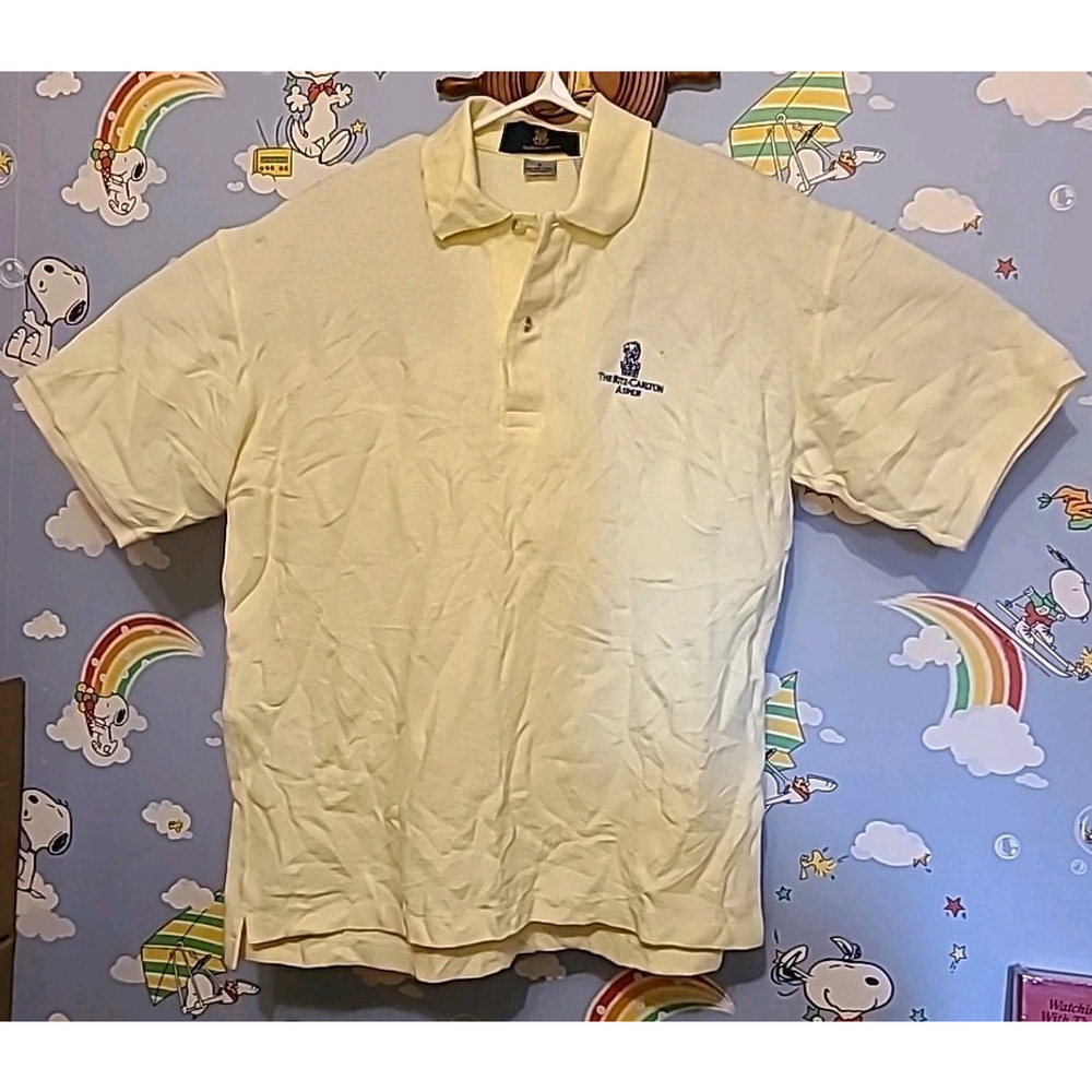 Vintage Official The Ritz Carlton Aspen Polo Yellow Size Small Made In Peru Pima